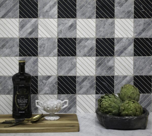 Domani Plaid Leather, Leather Marble Mosaic 0