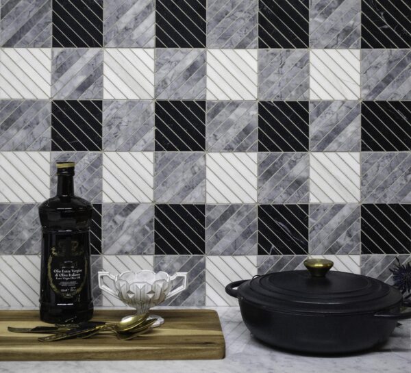 Domani Plaid Leather, Leather Marble Mosaic 1